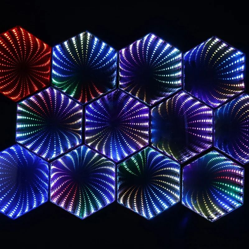 Interactive RGB Mirror Tunnel Ambient Desk Lamp With Music Sync 4