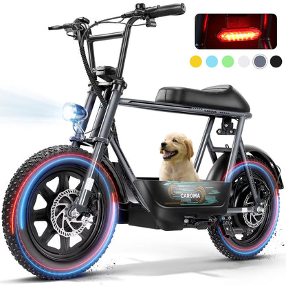 819W AllTerrain Electric Scooter With Seat  Fat Tire Commuter Ebike For Adults  Teens With Carry Ba 9