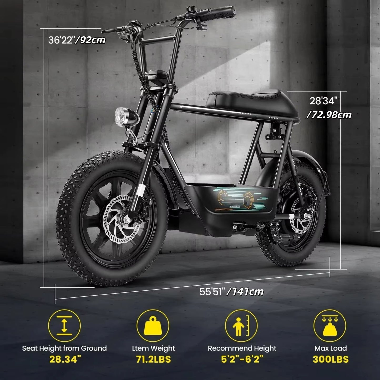 819W AllTerrain Electric Scooter With Seat  Fat Tire Commuter Ebike For Adults  Teens With Carry Ba 3