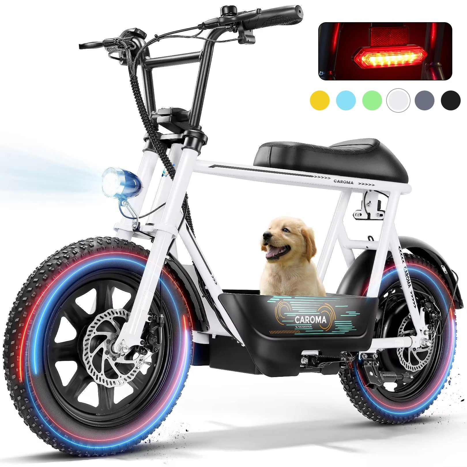 819W AllTerrain Electric Scooter With Seat  Fat Tire Commuter Ebike For Adults  Teens With Carry Ba 7