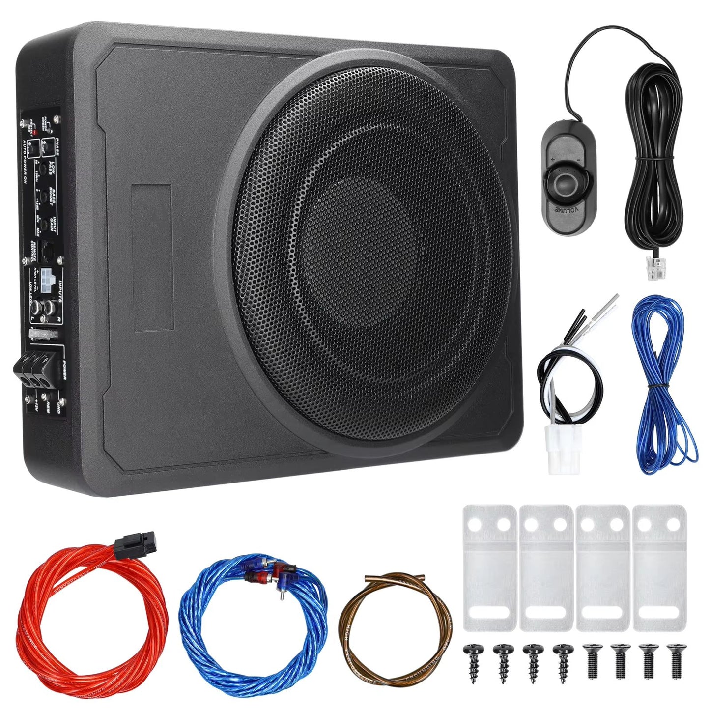 800W Slim Car Subwoofer with Built-In Amplifier – Underseat Bass Box Speaker for Cars, Trucks & Boats