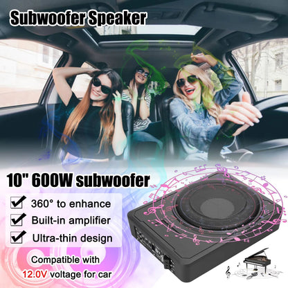 800W Slim Car Subwoofer With BuiltIn Amplifier  Underseat Bass Box Speaker For Cars Trucks  Boats 2