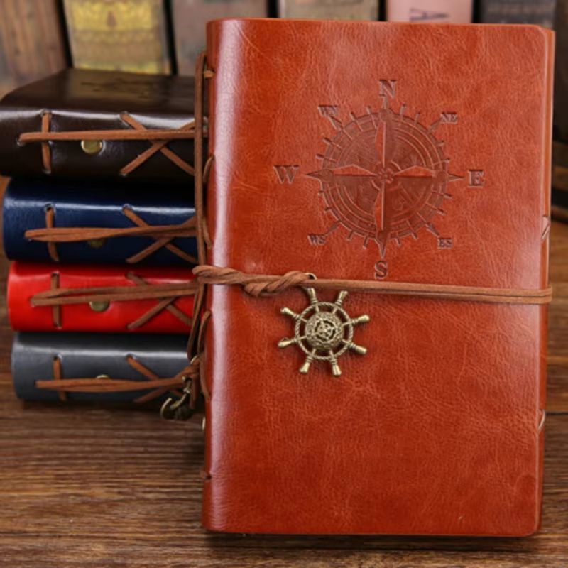 Vintage Leather Spiral Notebook Journal  Retro Traveler Diary With Refillable Pages 1