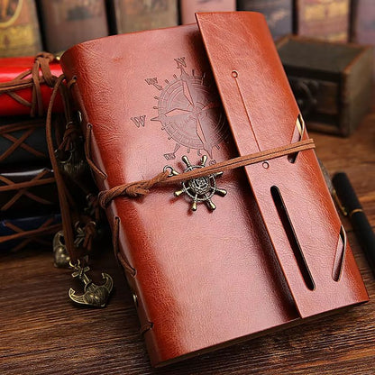 Vintage Leather Spiral Notebook Journal  Retro Traveler Diary With Refillable Pages 2