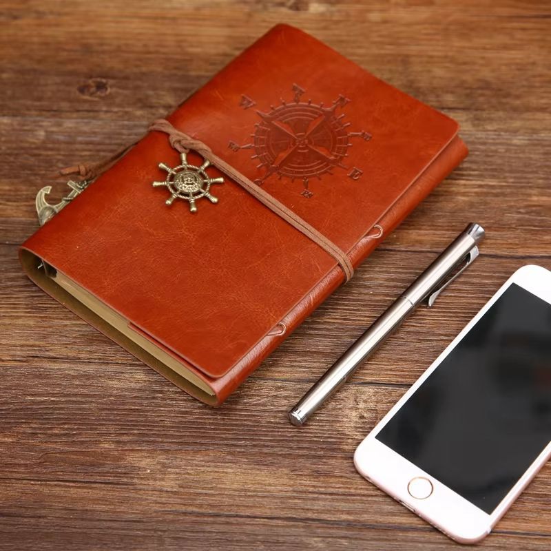 Vintage Leather Spiral Notebook Journal  Retro Traveler Diary With Refillable Pages 3