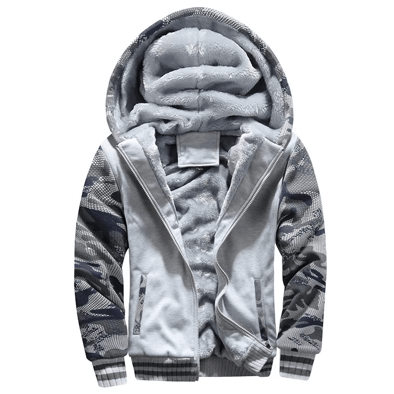 Winter Camo Jacket For Men Thick FleeceLined Hooded Coat Long Sleeve Casual Streetwear Jacket For C 8