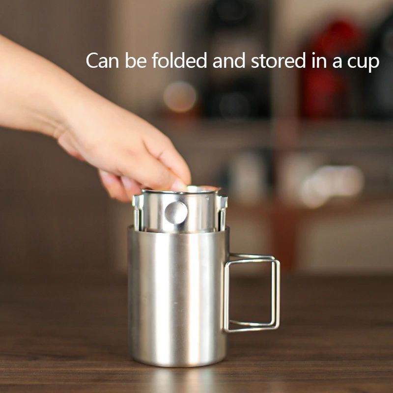 Portable Stainless Steel Hanging Ear Coffee Filter Cup Hand Flush Reusable FilterFree Funnel Coffee 2