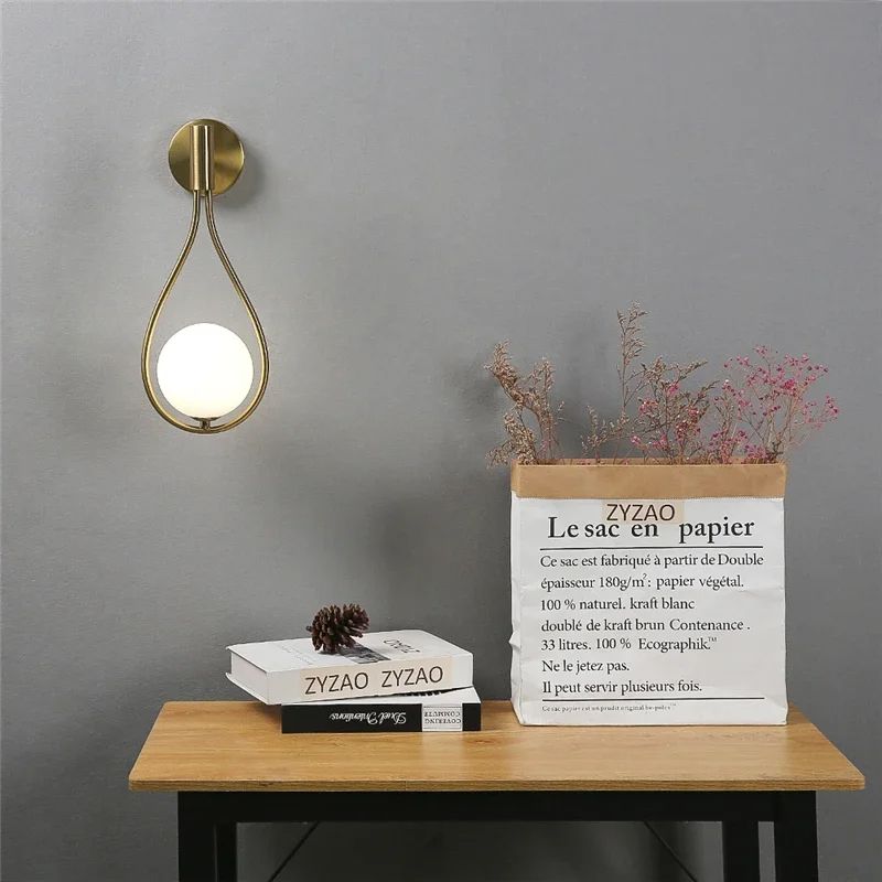 Luxury Gold Sconce Modern Glass Ball Wall Light For Bedroom Living Room Bedside Staircase Aisle Nor 4