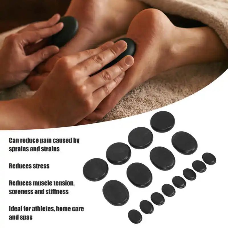 Hot Massage Stones Kit Warming Therapy Reduce Pain Waterless Heating SPA Essential Oil Heated Rocks 2