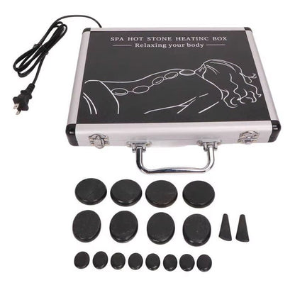 Hot Massage Stones Kit Warming Therapy Reduce Pain Waterless Heating SPA Essential Oil Heated Rocks 6