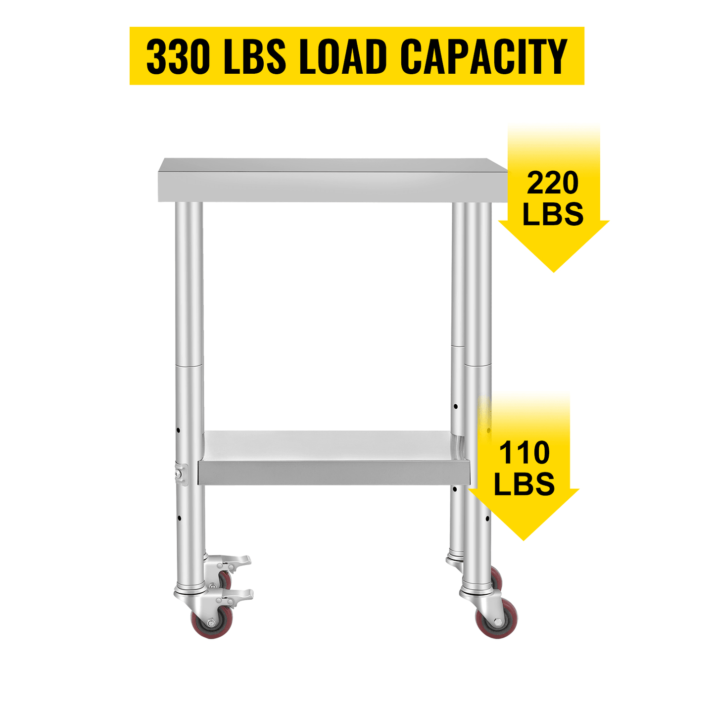 Stainless Steel Work Bench Table HeavyDuty Kitchen Worktable With Wheels For Commercial  Home Use 5