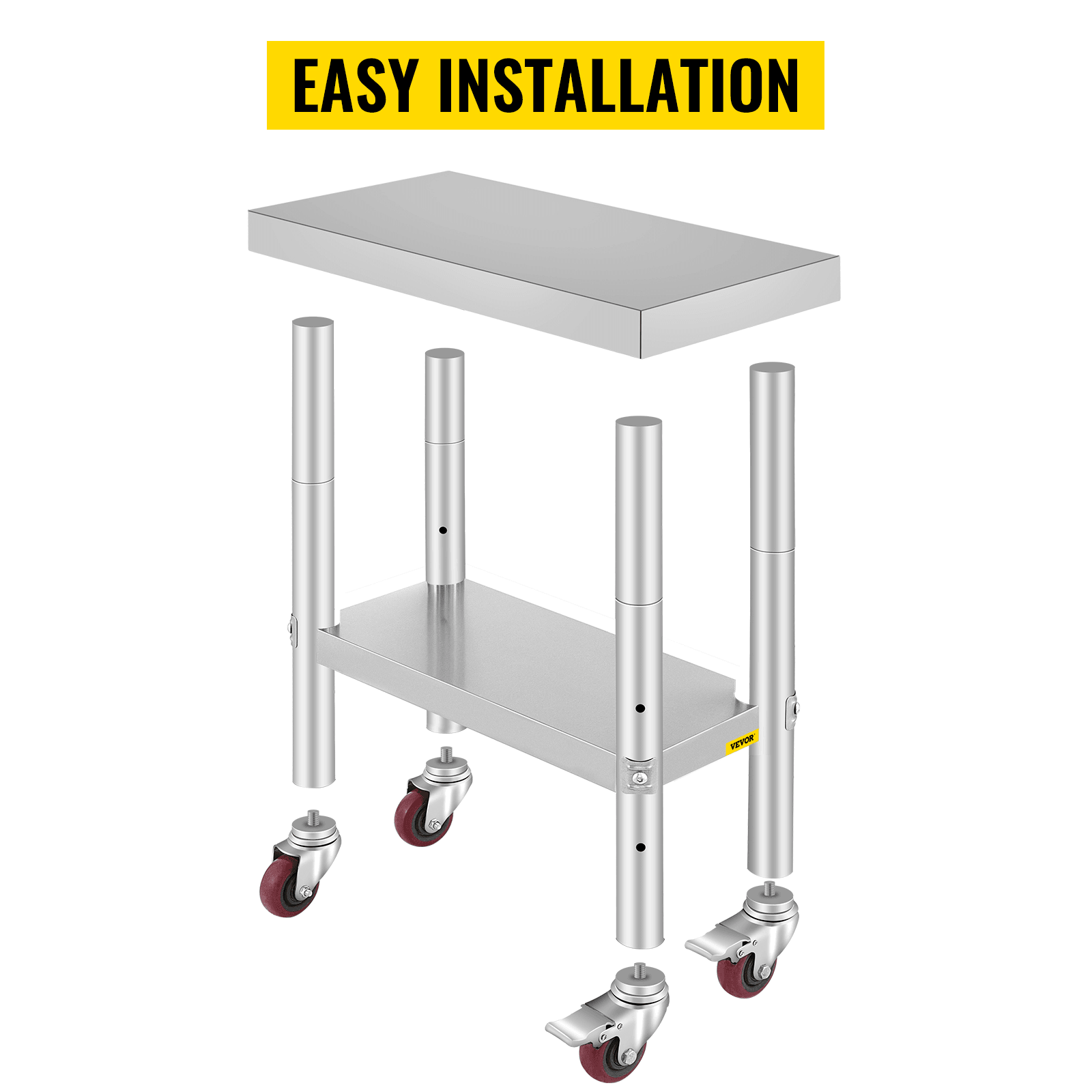 Stainless Steel Work Bench Table HeavyDuty Kitchen Worktable With Wheels For Commercial  Home Use 9