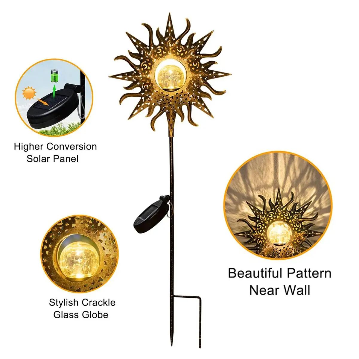 Waterproof Outdoor Fairy Garden Stake Led Solar Iron Decor Light Lamp IP65 Metal Landscape Lights F 3