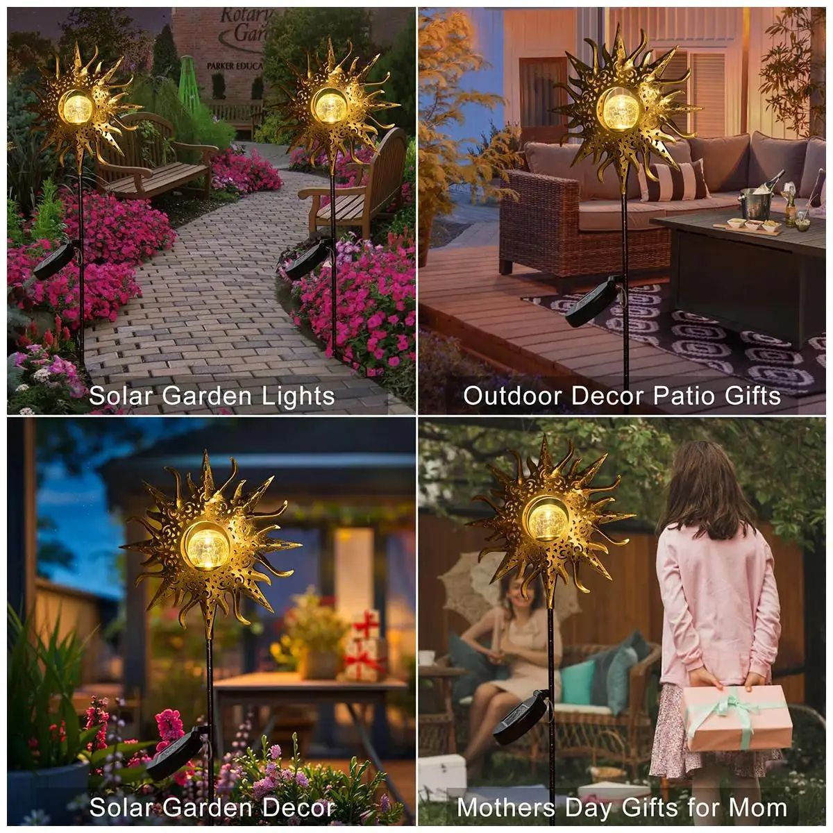 Waterproof Outdoor Fairy Garden Stake Led Solar Iron Decor Light Lamp IP65 Metal Landscape Lights F 2