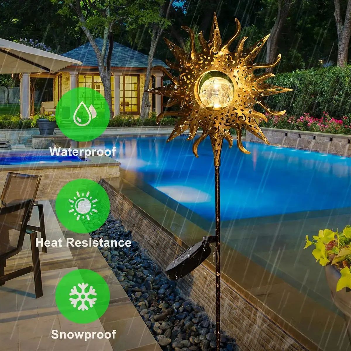 Waterproof Outdoor Fairy Garden Stake Led Solar Iron Decor Light Lamp IP65 Metal Landscape Lights F 1