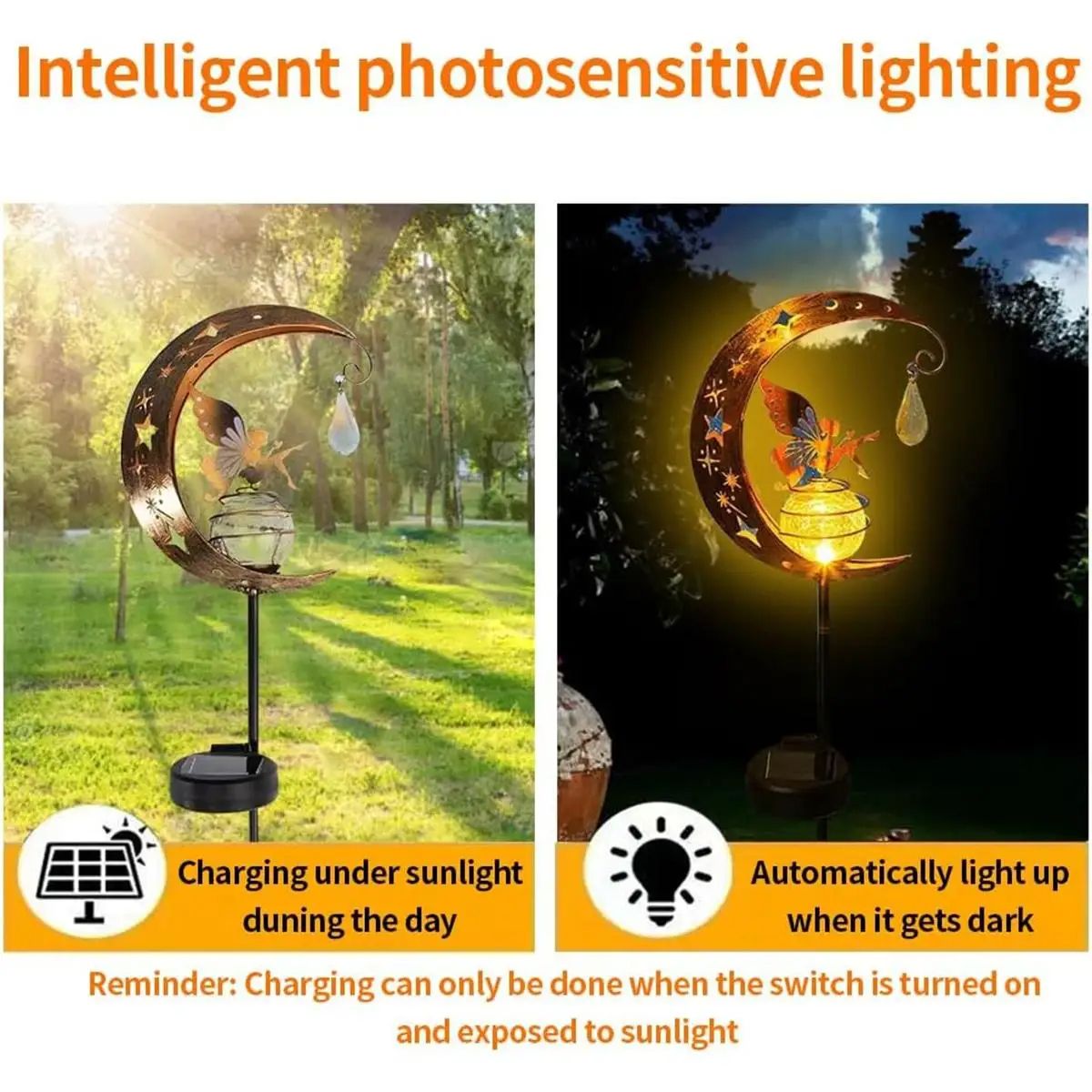 Waterproof Outdoor Fairy Garden Stake Led Solar Iron Decor Light Lamp IP65 Metal Landscape Lights F 4