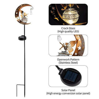 Waterproof Outdoor Fairy Garden Stake Led Solar Iron Decor Light Lamp IP65 Metal Landscape Lights F 5