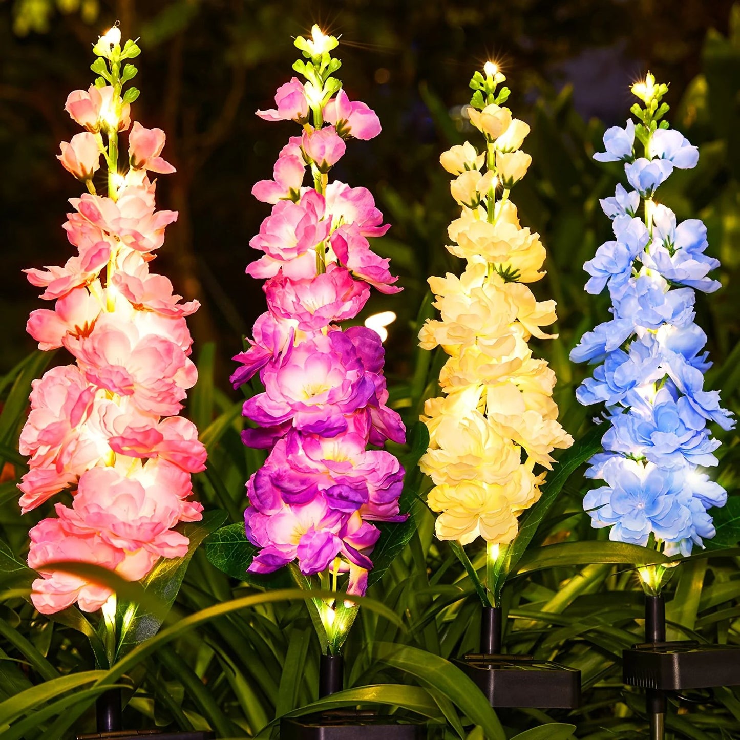 Solar Lights for Outside with 36 LEDs, 4 Pack Outdoor Solar Flowers Lights, Upgraded Solar Garden Lights for Yard Patio