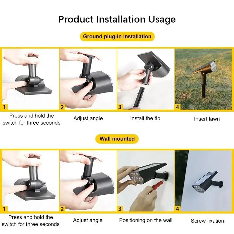 Ultra Bright 7LED Solar Light Spotlights Outdoor Landscape Wall Light Waterproof Adjustable Lawn Ga 5