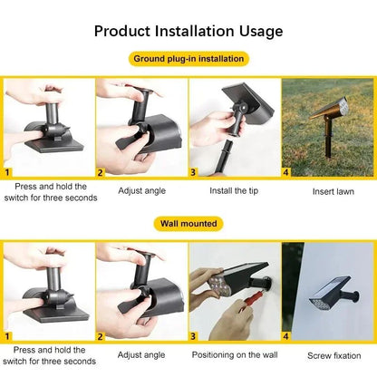 Ultra Bright 7LED Solar Light Spotlights Outdoor Landscape Wall Light Waterproof Adjustable Lawn Ga 5