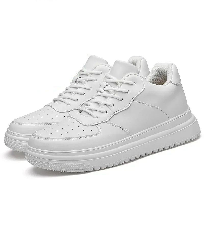 Height Increasing Shoes for Men Invisible Elevator Sneakers White Leather Sport Zapatillas De Hombre