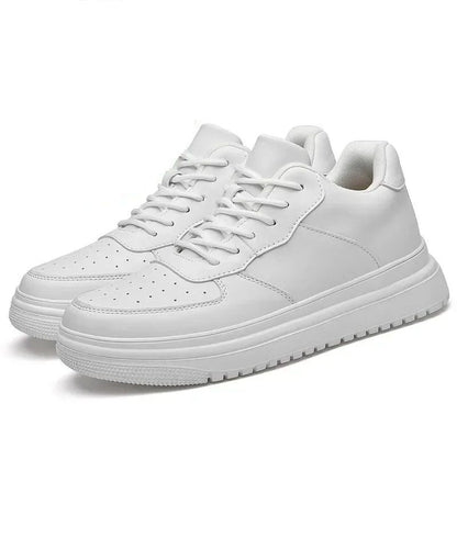 Height Increasing Shoes for Men Invisible Elevator Sneakers White Leather Sport Zapatillas De Hombre