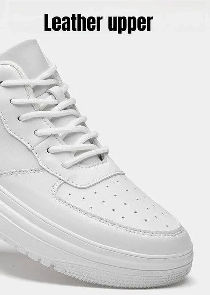 Height Increasing Shoes For Men Invisible Elevator Sneakers White Leather Sport Zapatillas De Hombr 2