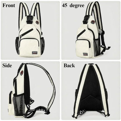 Unisex Messenger Shoulder Bag, Multi-functional Travel Backpack with Headphone Hole, Chest Bag for Men & Women