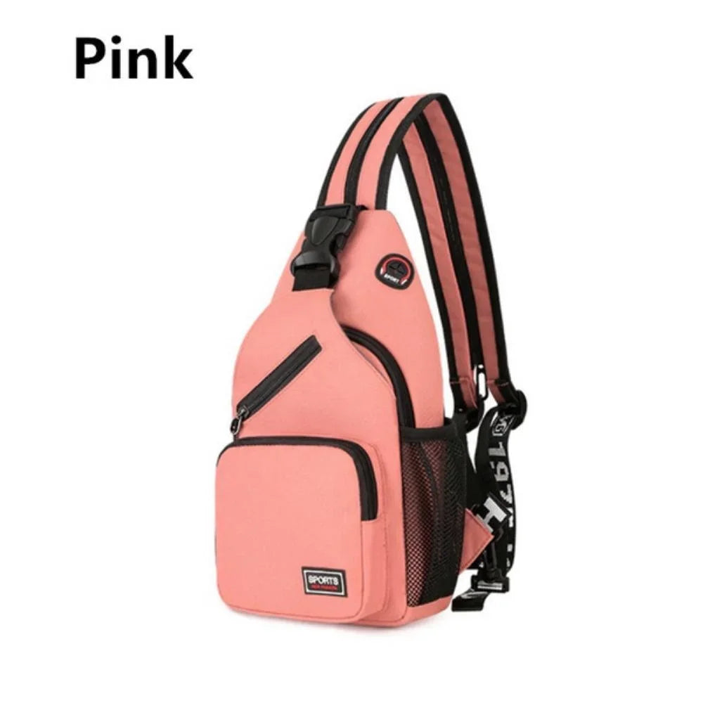 Unisex Messenger Shoulder Bag, Multi-functional Travel Backpack with Headphone Hole, Chest Bag for Men & Women