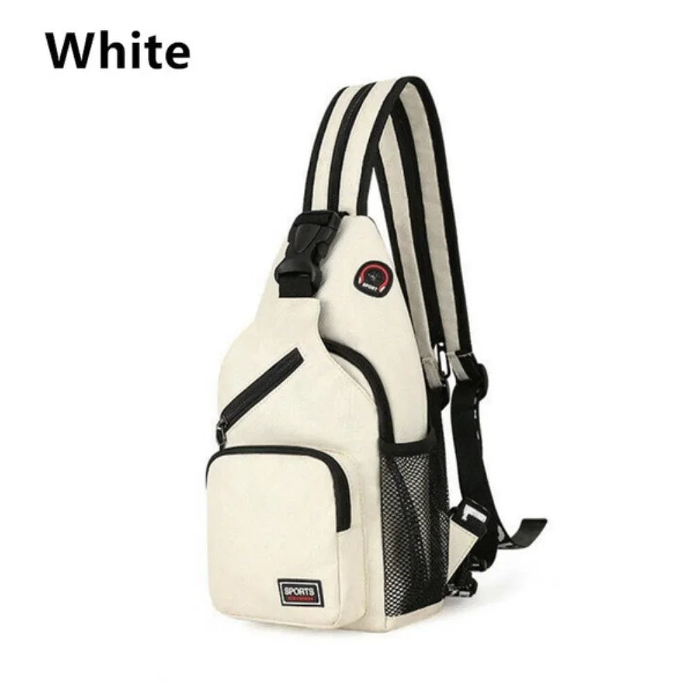 Unisex Messenger Shoulder Bag, Multi-functional Travel Backpack with Headphone Hole, Chest Bag for Men & Women