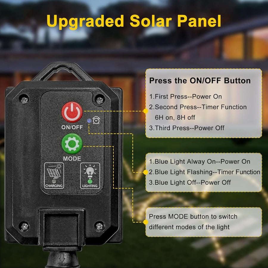 LED Solar Pathway Lights Outdoor Waterproof, Solar Garden String Light with 8 Modes, Christmas Decorations