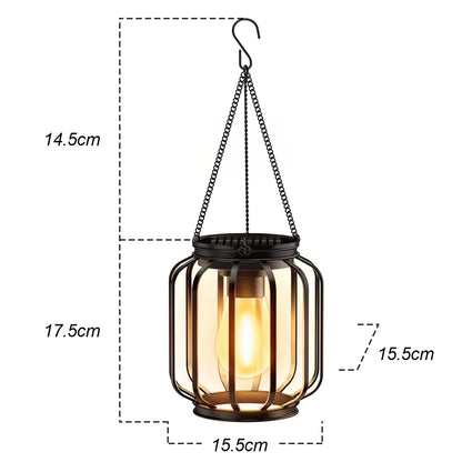 Outdoor Solar Lantern LED Light Daylight Sensor, Waterproof Garden Lamps 3000k Landscape Iron Art Hanging Chain Decor