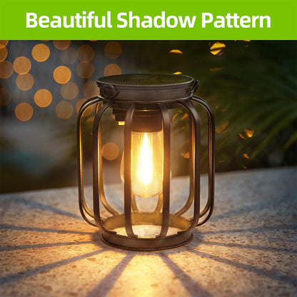 Outdoor Solar Lantern LED Light Daylight Sensor, Waterproof Garden Lamps 3000k Landscape Iron Art Hanging Chain Decor