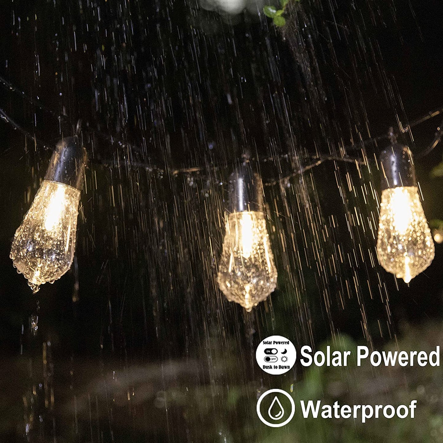 Outdoor Solar String Lights, Garland Christmas LED Globe Bulbs, Fairy Lamps for Garden Party Terrace Wedding Camping
