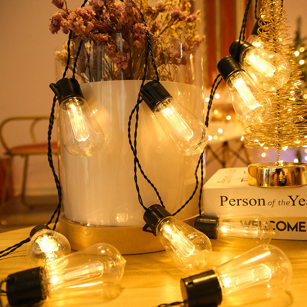 Outdoor Solar String Lights, Garland Christmas LED Globe Bulbs, Fairy Lamps for Garden Party Terrace Wedding Camping