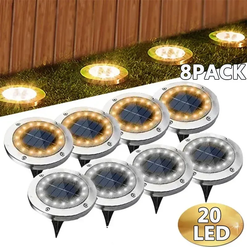 Solar Lights Outdoor Disk Lamp, Buried Solar Spotlight for Garden Lawn, Home Yard Pathway Decoration Lighting