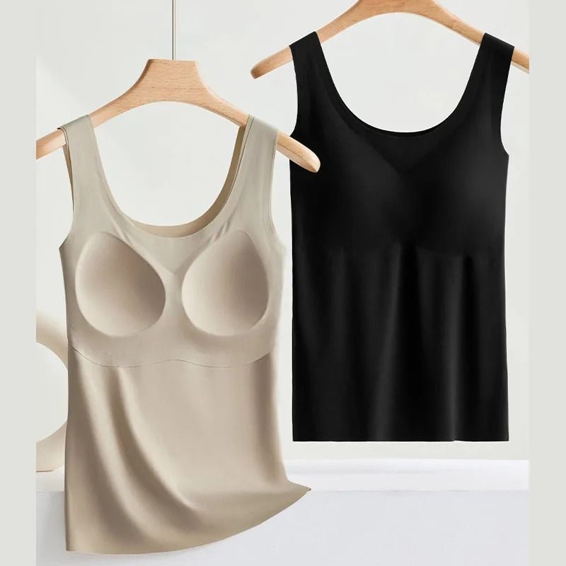 Women Seamless Ice Silk Tank Top With Chest Pads 1