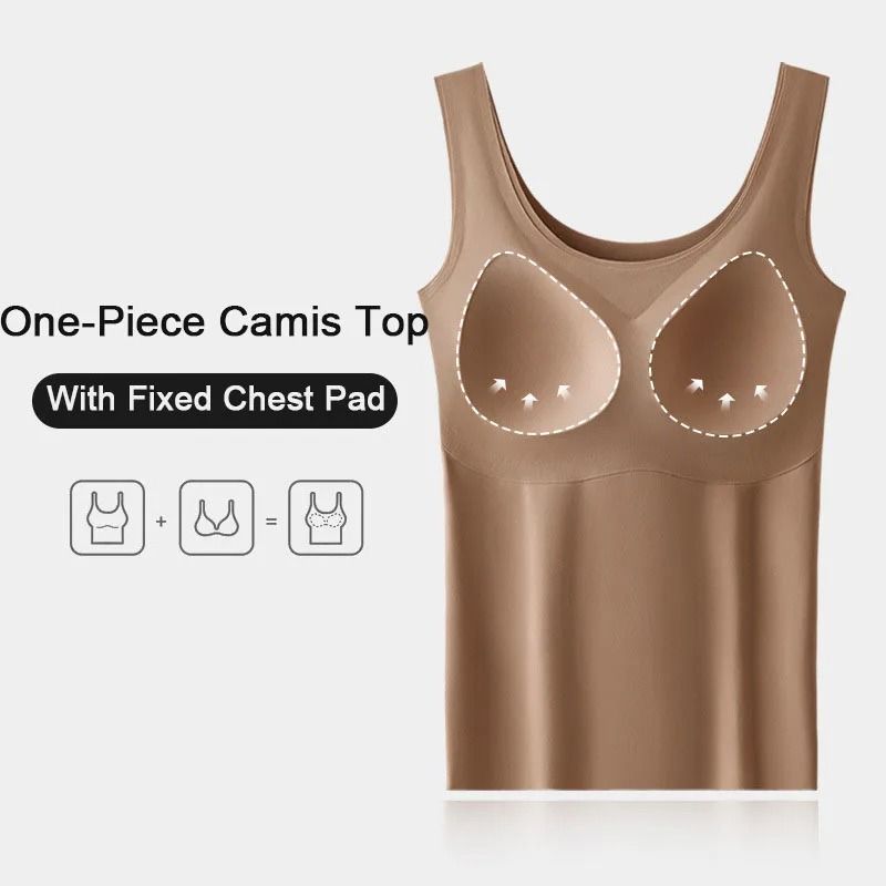 Women Seamless Ice Silk Tank Top With Chest Pads 3
