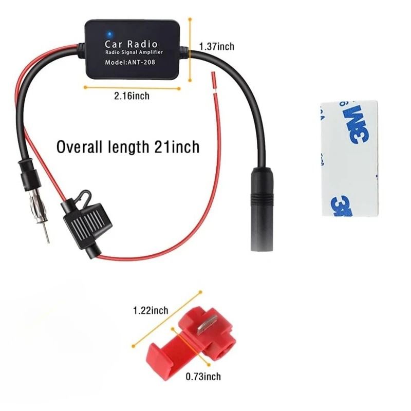 Universal FM Signal Amplifier Car Antenna Booster Anti Interference 3