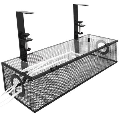 Under Desk Cable Management Tray – Clamp Mount Wire Organizer Box for Home & Office Desks