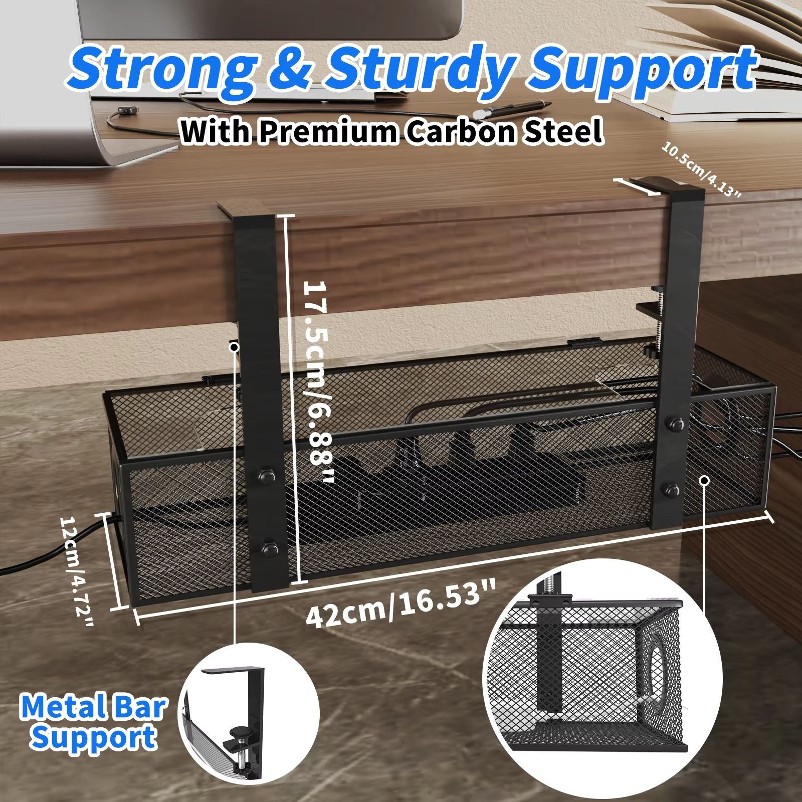 Under Desk Cable Management Tray  Clamp Mount Wire Organizer Box For Home  Office Desks 3