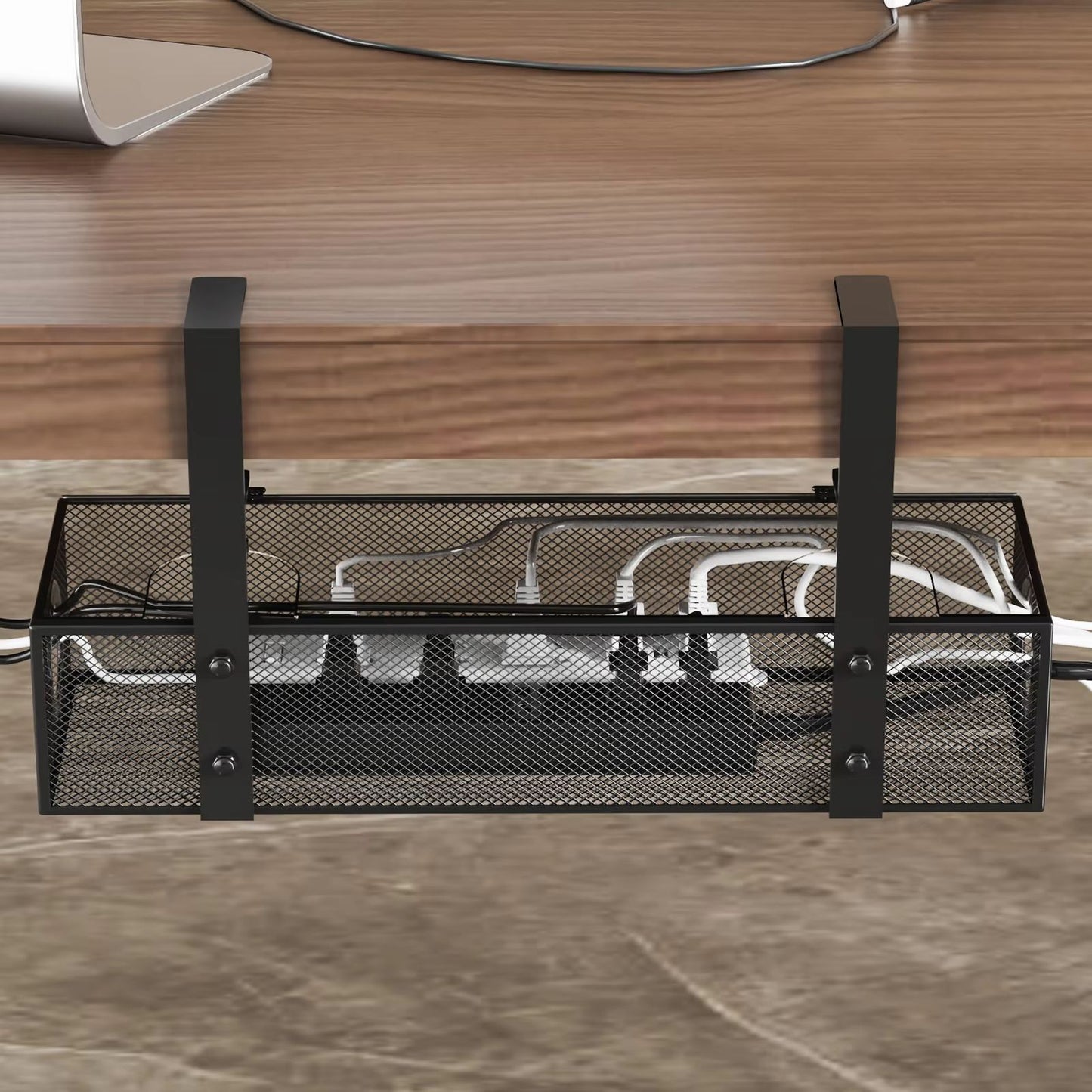 Under Desk Cable Management Tray  Clamp Mount Wire Organizer Box For Home  Office Desks 4