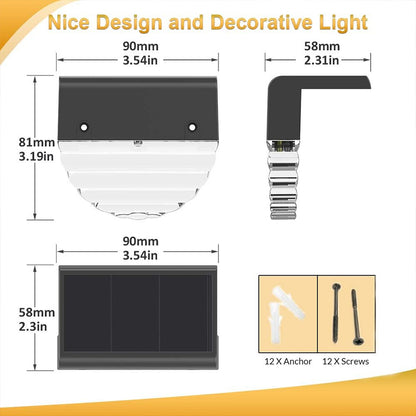 Waterproof Solar Deck Lights for Fence Stairs Railing Step, Outdoor Patio Yard Pathway Lights