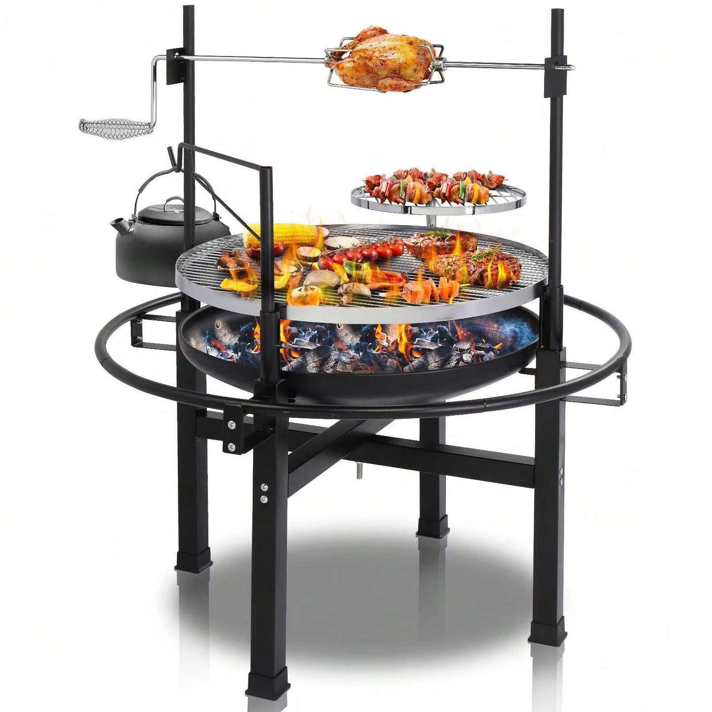 Heavy Duty Cast Iron Charcoal Grill  Portable Tabletop BBQ Stove For Camping  Picnic Cooking 6