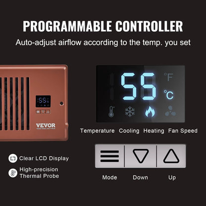 SucceBuy 4x12in Booster Fan  100CFM Duct Fan With 10Speed LCD Smart Controller For Wall  Floor Vent