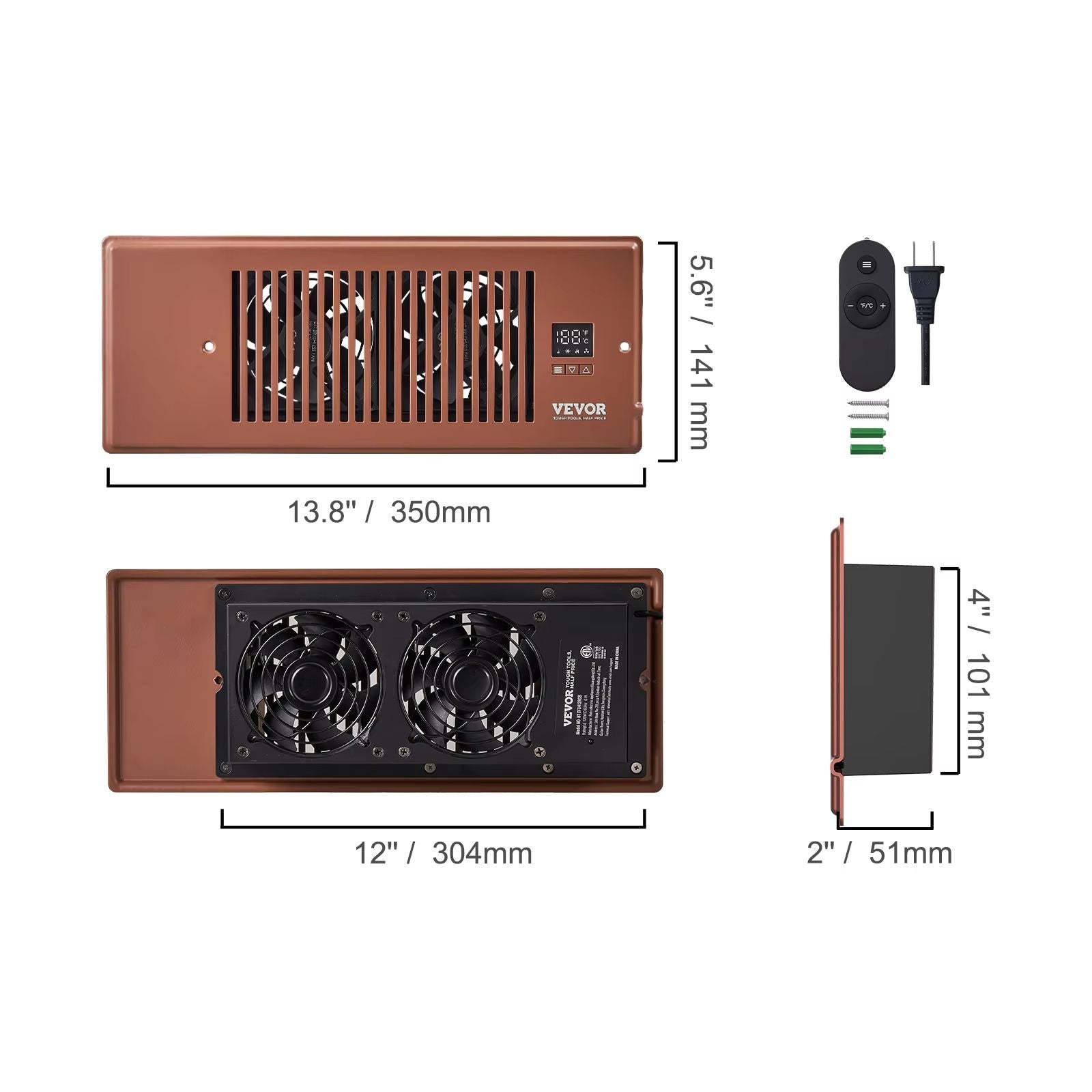 SucceBuy 4x12in Booster Fan  100CFM Duct Fan With 10Speed LCD Smart Controller For Wall  Floor Vent