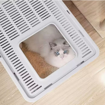 Foldable Cat Litter Box With Drawer  Scooper Convenient Covered Litter Pan For Cats Easy Cleaning