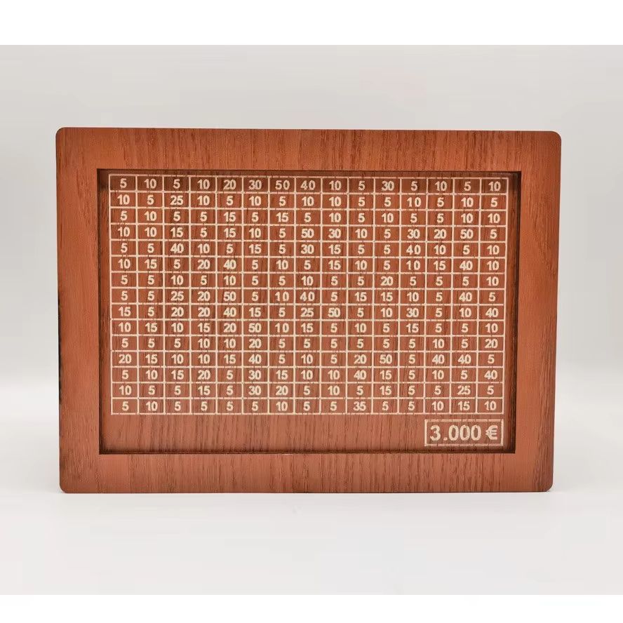 Wooden Money Saving Box  Reusable Piggy Bank With Numbered Savings Goals 100010000 Euro Design 9