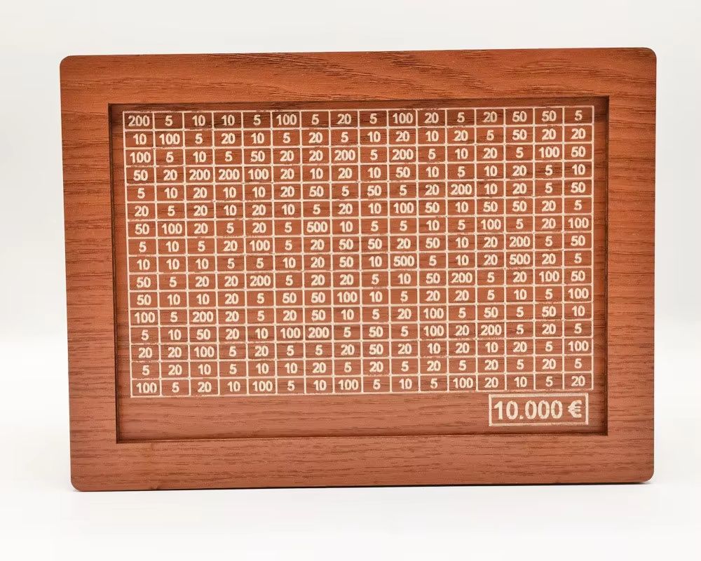 Wooden Money Saving Box  Reusable Piggy Bank With Numbered Savings Goals 100010000 Euro Design 11