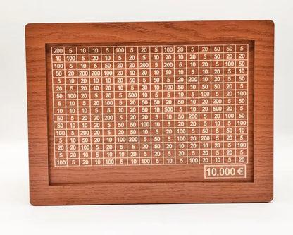 Wooden Money Saving Box  Reusable Piggy Bank With Numbered Savings Goals 100010000 Euro Design 11